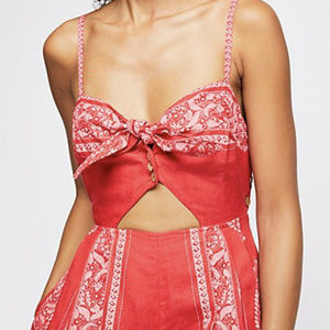 FREE PEOPLE RED/PINK BANDANA JUMPSUIT